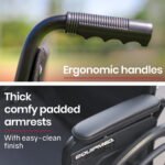 EQUIPMED Portable Folding Wheelchair 24 Inch 136kg Capacity Wheel Chair Retractable Armrests, Black - Image 5