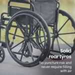 EQUIPMED Portable Folding Wheelchair 24 Inch 136kg Capacity Wheel Chair Retractable Armrests, Black - Image 8