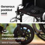 EQUIPMED 24 Inch Folding Wheelchair Lightweight Portable for Elderly and Disabled, Grey - Image 6