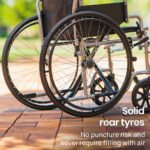 EQUIPMED 24 Inch Folding Wheelchair Lightweight Portable for Elderly and Disabled, Grey - Image 7