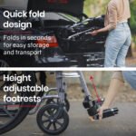 EQUIPMED 24 Inch Folding Wheelchair Lightweight Portable for Elderly and Disabled, Grey - Image 8