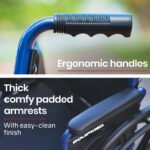 EQUIPMED Portable Wheelchair 24 Inch Folding Lightweight Wheel Chair,136kg Capacity Mobility. Blue - Image 5