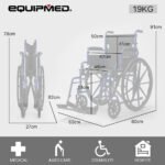 EQUIPMED Portable Wheelchair 24 Inch Folding Lightweight Wheel Chair,136kg Capacity Mobility. Blue - Image 6