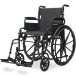EQUIPMED 24 Inch Folding Wheelchair with Park Brakes, 136kg Capacity, 51cm Wide Seat, Black