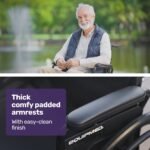 EQUIPMED 24 Inch Folding Wheelchair with Park Brakes, 136kg Capacity, 51cm Wide Seat, Black - Image 3