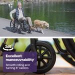 EQUIPMED 24 Inch Folding Wheelchair with Park Brakes, 136kg Capacity, 51cm Wide Seat, Black - Image 6