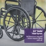 EQUIPMED 24 Inch Folding Wheelchair with Park Brakes, 136kg Capacity, 51cm Wide Seat, Black - Image 7