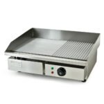THERMOMATE Commercial Electric Griddle TH-G04, 2400W 55x35cm Half Ribbed Surface