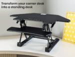 Fortia Corner Desk Riser 110cm Wide Adjustable Sit to Stand for Dual Monitor, Keyboard, Laptop, Black - Image 2