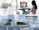 Fortia Corner Desk Riser 110cm Wide Adjustable Sit to Stand for Dual Monitor, Keyboard, Laptop, Black - Image 3