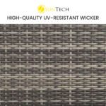 LONDON RATTAN Outdoor Wicker Coffee Table Patio Furniture 1 Piece, Grey - Image 3