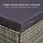 LONDON RATTAN 1 Seater Outdoor Ottoman Modular Wicker Lounge Furniture, Grey - Image 3