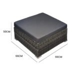 LONDON RATTAN 1 Seater Outdoor Ottoman Modular Wicker Lounge Furniture, Grey - Image 6