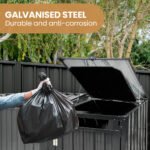 PLANTCRAFT Double Steel Wheelie Garbage Bin Storage Shed, Enclosure with 2 Opening Doors - Image 4