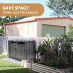 PLANTCRAFT Double Steel Wheelie Garbage Bin Storage Shed, Enclosure with 2 Opening Doors - Image 7