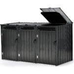 PLANTCRAFT Triple Steel Wheelie Garbage Bin Storage Shed, Enclosure with 3 Opening Doors