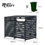 PlantCraft Double Wood Wheelie Bins Storage Shed, 2 Door Garbage Rubbish Bin Enclosure - Image 2