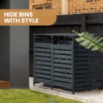 PlantCraft Double Wood Wheelie Bins Storage Shed, 2 Door Garbage Rubbish Bin Enclosure - Image 3
