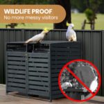 PlantCraft Double Wood Wheelie Bins Storage Shed, 2 Door Garbage Rubbish Bin Enclosure - Image 5