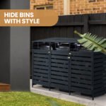 PlantCraft Triple Wood Wheelie Bins Storage Shed, 3 Door Garbage Rubbish Bin Enclosure - Image 3