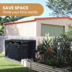 PlantCraft Triple Wood Wheelie Bins Storage Shed, 3 Door Garbage Rubbish Bin Enclosure - Image 6