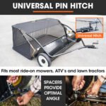 PlantCraft Lawn Sweeper 48" Wide, Tow Behind Leaf and Grass Clipping Collector, Universal Hitch for Ride on Mower, Garden Tractor - Image 4