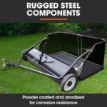 PlantCraft Lawn Sweeper 48" Wide, Tow Behind Leaf and Grass Clipping Collector, Universal Hitch for Ride on Mower, Garden Tractor - Image 8