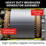 GENPOWER 8.4kW Peak 6kW Rated Commercial Diesel Generator, RCD Safety Switch, Electric Key Start, 2 x 15A, Single Phase - Image 3