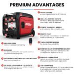 GENPOWER 6.2kW Peak 6.0kW Inverter Generator, Push Button & Remote Start, 15L Tank, Portable w/ Wheels, Camping, Backup - Image 2