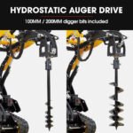 BAUMR-AG Post Hole Auger for BSR5000 Mini Loader Skid Steer, with 100mm & 200mm Bits, Quick Connect Hydraulics - Image 2