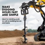 BAUMR-AG Post Hole Auger for BSR5000 Mini Loader Skid Steer, with 100mm & 200mm Bits, Quick Connect Hydraulics - Image 3