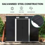 PlantCraft Galvanised Steel Garden Shed 2.38 x 1.31 x 1.82m, with 2 Sliding Doors, 2 Air Vents, Skillion Roof, Floor Frame - Image 2