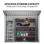 PlantCraft Galvanised Steel Garden Shed 2.38 x 1.31 x 1.82m, with 2 Sliding Doors, 2 Air Vents, Skillion Roof, Floor Frame - Image 8