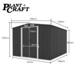 PlantCraft Galvanised Steel Garden Shed 2.58 x 3.13 x 2.02m, with 2 Sliding Doors, 4 Air Vents, Gable Roof, Floor Frame - Image 2