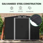 PlantCraft Galvanised Steel Garden Shed 2.58 x 3.13 x 2.02m, with 2 Sliding Doors, 4 Air Vents, Gable Roof, Floor Frame - Image 3