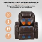 FORTIA Electric Massage Lift Recliner Chair Faux Leather 8 Point Massage Heating, Dark Crimson - Image 5