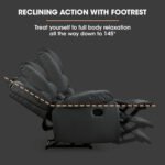 FORTIA Luxury Recliner Lounge Chair, Single Faux Leather Armchair, for Home Theatre Cinema, Elderly, Black - Image 2