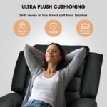 FORTIA Luxury Recliner Lounge Chair, Single Faux Leather Armchair, for Home Theatre Cinema, Elderly, Black - Image 3