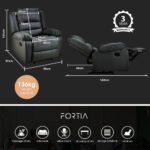 FORTIA Luxury Recliner Lounge Chair, Single Faux Leather Armchair, for Home Theatre Cinema, Elderly, Black - Image 6