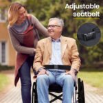 EQUIPMED 20 Inch Folding Wheelchair Lightweight Aluminium Portable with Park Brakes, Black - Image 4