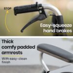 EQUIPMED 20 Inch Folding Wheelchair Lightweight Aluminium Portable with Park Brakes, Black - Image 7