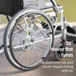 EQUIPMED 20 Inch Folding Wheelchair Lightweight Aluminium Portable with Park Brakes, Black - Image 8