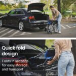 EQUIPMED Folding Aluminium Wheelchair, 20" Wheels, Park Brakes, 100kg Capacity, Blue - Image 4