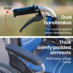 EQUIPMED Folding Aluminium Wheelchair, 20" Wheels, Park Brakes, 100kg Capacity, Blue - Image 6