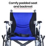 EQUIPMED Folding Aluminium Wheelchair, 20" Wheels, Park Brakes, 100kg Capacity, Blue - Image 7