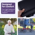 Equipmed Knee Scooter Walker, Dual Brakes - Bag - Broken Leg Ankle Foot Mobility - Crutches Alternative - Red - Image 2