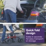 Equipmed Knee Scooter Walker, Dual Brakes - Bag - Broken Leg Ankle Foot Mobility - Crutches Alternative - Red - Image 3