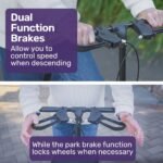 Equipmed Knee Scooter Walker, Dual Brakes - Bag - Broken Leg Ankle Foot Mobility - Crutches Alternative - Red - Image 5