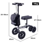 EQUIPMED Knee Scooter Walker, 10 inch Tyres Dual Brakes Bag - Broken Leg Ankle Foot Mobility - Crutches Alternative - Titanium colour - Image 9
