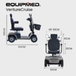 EQUIPMED Mobility Scooter, S-XXL comfortable size for all riders, 30km Max Range, 180kg capacity, Grey - Image 2